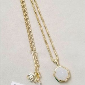 NWT! Kendra Scott Cynthia Short Pendant Necklace in Iridescent Drusy